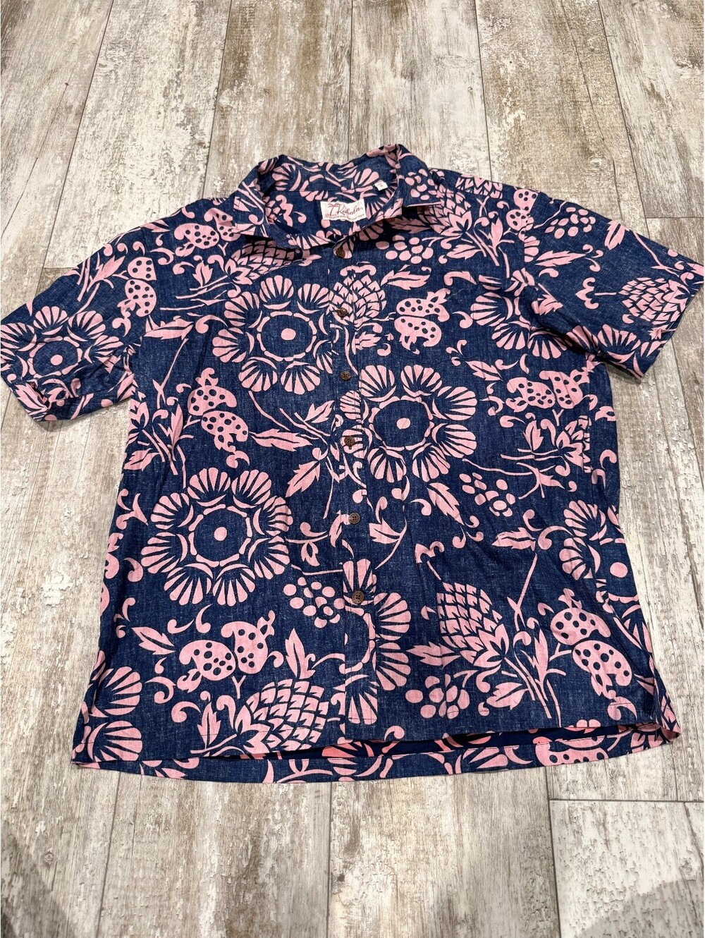 Kahala XL Hawaiian Aloha Shirt Made Hawaii Floral Pink Blue
